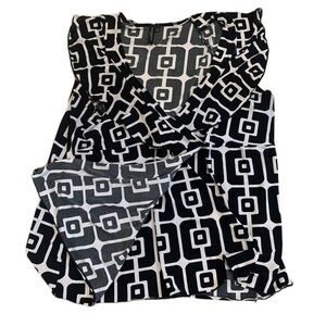 Chic Susan Lawrence Woman Black & White Geometric Blouse - Size 1X
